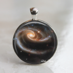 Space Astronomy Rose Of Galaxies Glass Necklace Or..