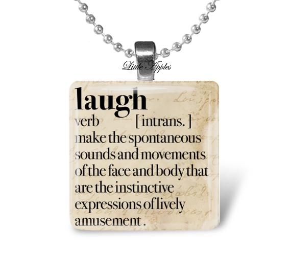 Laugh Dictionary Happy Meaningful 1 Inch Glass Necklace Keychain
