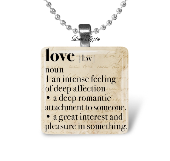 Love Dictionary Love Affection Romantic 1 Inch Glass Necklace Keychain